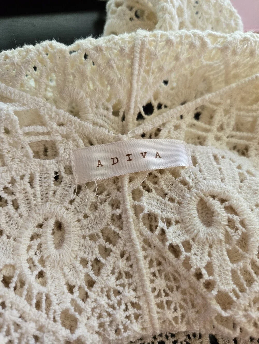 Adiva Crochet Sleeveless Blouse Size XL Cream Festival Boho Feminine Tank Top - Picture 9 of 12